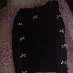 Elegant Black Skirt with White Bow Accents